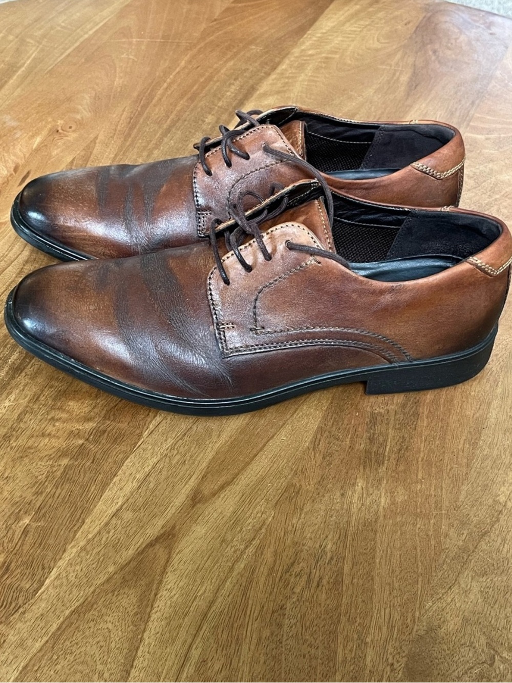 ECCO Melbourne Brown Leather Derby Oxford Dress Shoes Mens 9 EU43 Comfort